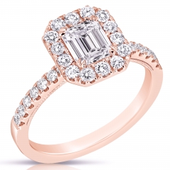 3/4 CT CENTER EMERALD CUT HALO DIAMOND ENGAGEMENT RING CEC.70-R