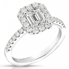 3/4 CT CENTER EMERALD CUT HALO DIAMOND ENGAGEMENT RING CEC.70-W