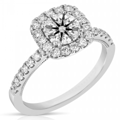 1 CT CENTER ROUND CUSHION HALO DIAMOND ENGAGEMENT RING CRBC.100-W